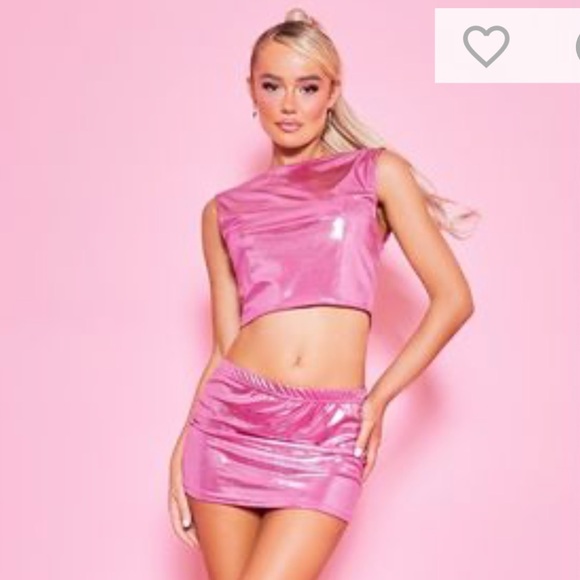 Pretty Little Thing Micro Mini Pink Metallic Mini Skirt - NWT - Picture 2 of 14